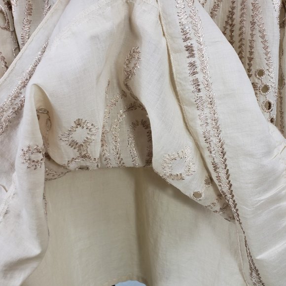 Talbots Midi Skirt Ecru Eyelet Embroidered Lined Cotton 6 EUC - Picture 4 of 9